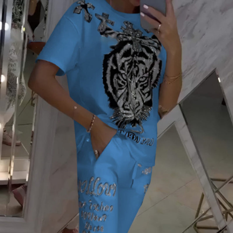 🔥 Limited time 50% off🔥Casual Printed Top Drawstring Pants 2-Piece Set
