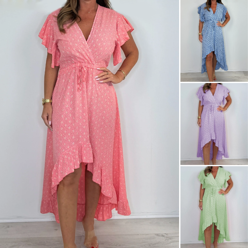 ⏳ Limited time 50% off! 💥Women's Resort Style V-Neck Polka Dot Ruffle Sleeve Dress