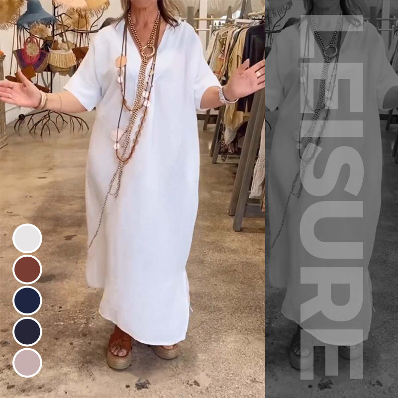 😍Must - Have! Women's Solid Casual Loose Slit Dress for Everyday Style