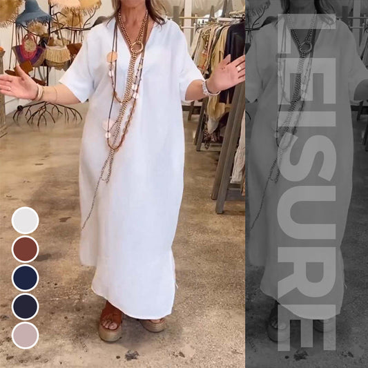 😍Must - Have! Women's Solid Casual Loose Slit Dress for Everyday Style