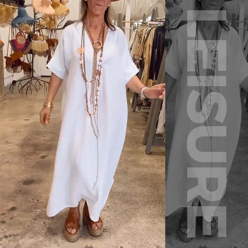 😍Must - Have! Women's Solid Casual Loose Slit Dress for Everyday Style