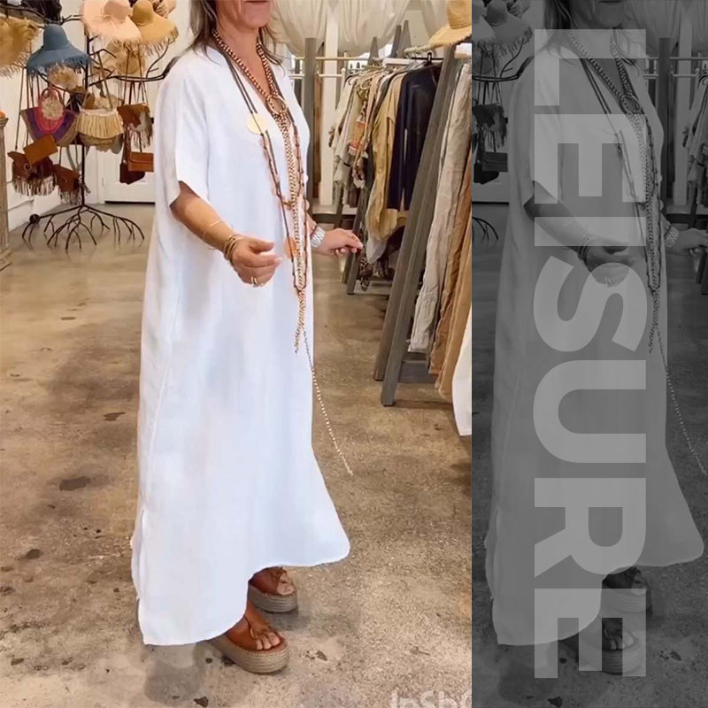 😍Must - Have! Women's Solid Casual Loose Slit Dress for Everyday Style