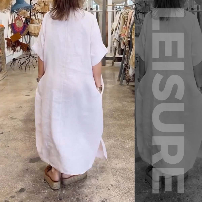 😍Must - Have! Women's Solid Casual Loose Slit Dress for Everyday Style