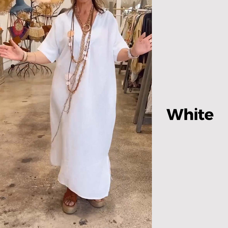 😍Must - Have! Women's Solid Casual Loose Slit Dress for Everyday Style
