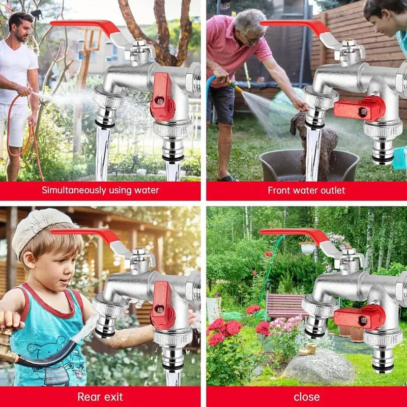 💥Hot Sales-60% OFF🔥Universal Stainless Steel Double Outlet Garden Water Faucet