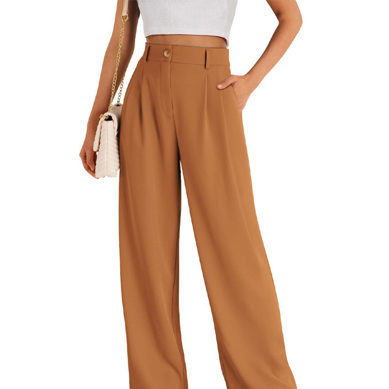 Women's Casual High-Waist Straight Leg Trousers