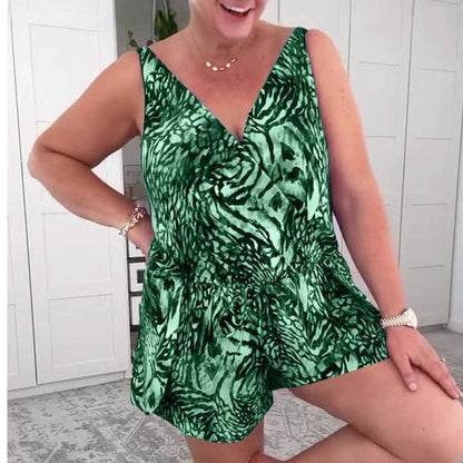 🌸Summer Hot Sale 49%OFF🌸Sleeveless V-Neck Printed Swimsuit