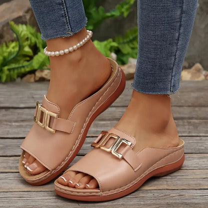 🔥Last Day Promotion 50%OFF 🏖️Artificial Leather Open Toe Slippers