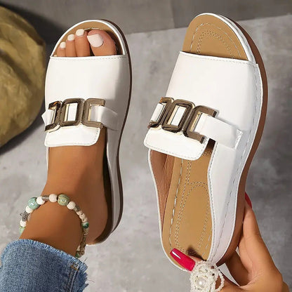 🔥Last Day Promotion 50%OFF 🏖️Artificial Leather Open Toe Slippers