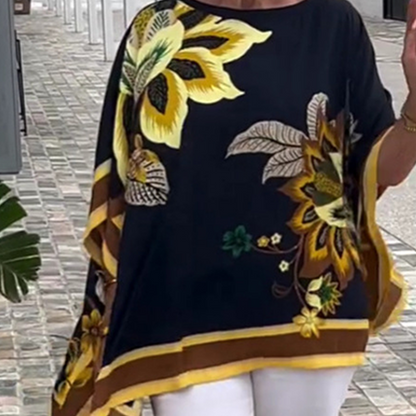 Women's Elegant Loose Printed V-Neck Tops