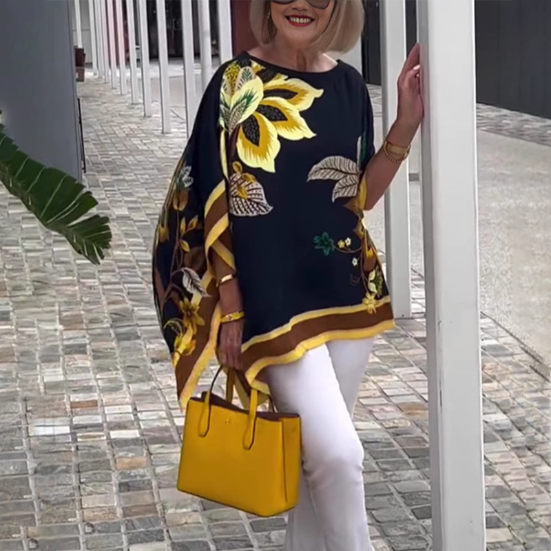 Women's Elegant Loose Printed V-Neck Tops