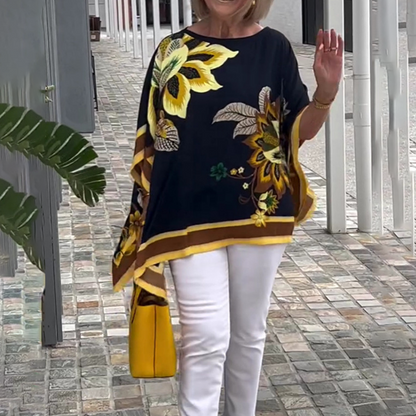 Women's Elegant Loose Printed V-Neck Tops