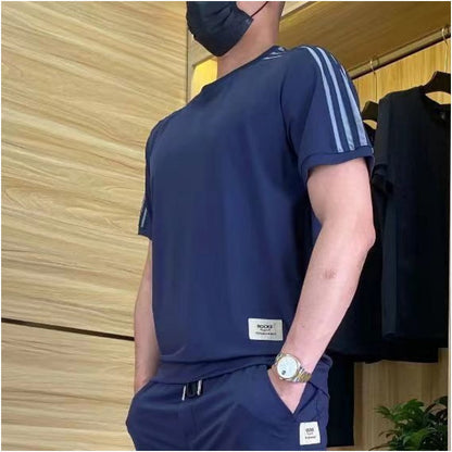 🍃Men's High Stretch Short Sleeve Top & Jogging Pants 2-Piece Set