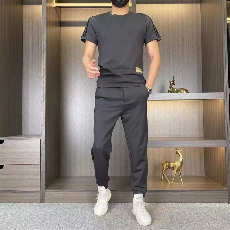 🍃Men's High Stretch Short Sleeve Top & Jogging Pants 2-Piece Set