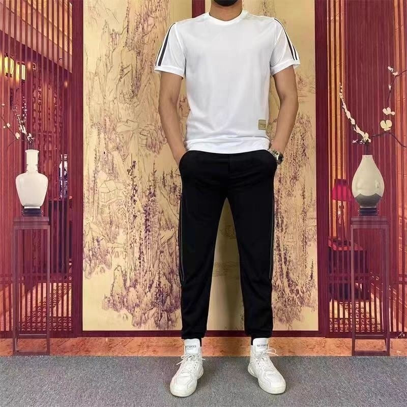 🍃Men's High Stretch Short Sleeve Top & Jogging Pants 2-Piece Set