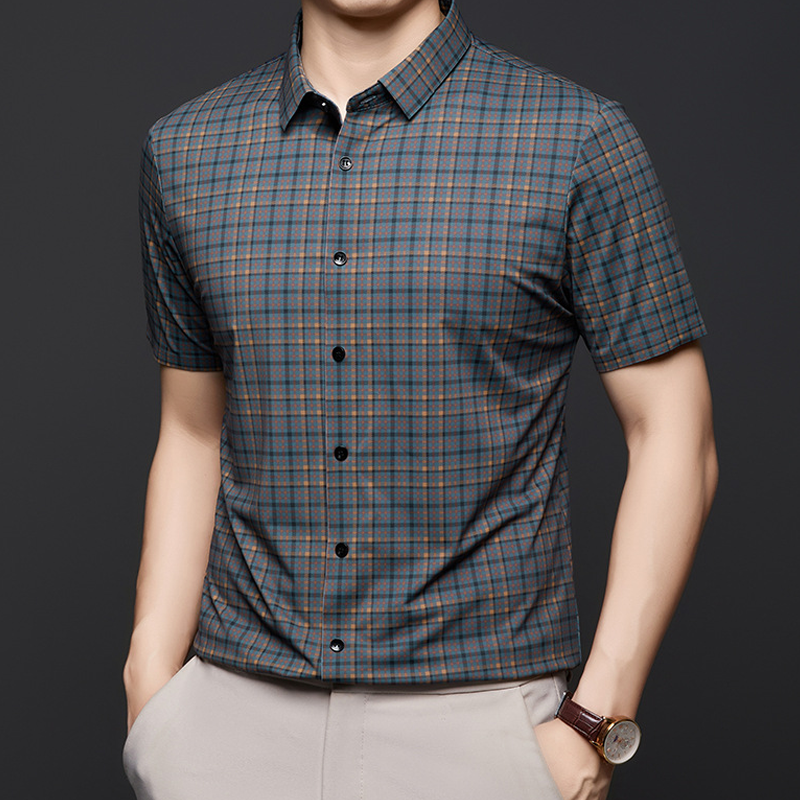 Men’s Casual Plaid Short Sleeve Shirt（50% OFF）