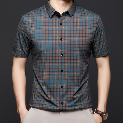 Men’s Casual Plaid Short Sleeve Shirt（50% OFF）