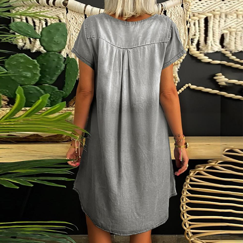 ⏳Time-limited Special⏰Women's Denim V-Neck Short Sleeve Dress