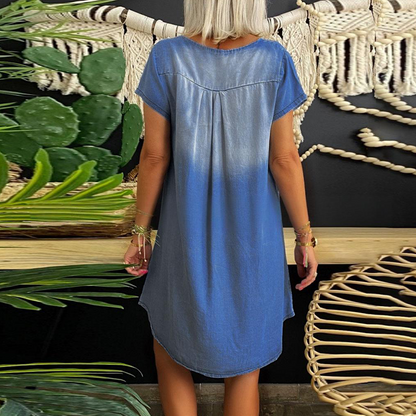 ⏳Time-limited Special⏰Women's Denim V-Neck Short Sleeve Dress