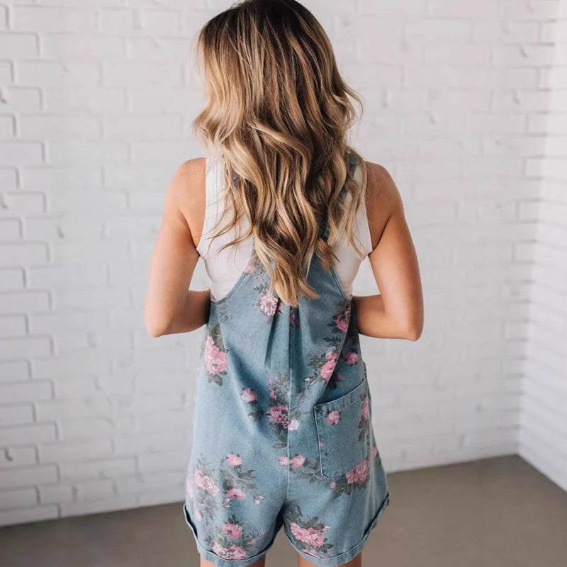 🌸2025 New Fashion🌸 Vintage Floral Printed Denim Jumpsuit