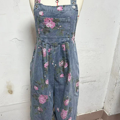 🌸2025 New Fashion🌸 Vintage Floral Printed Denim Jumpsuit