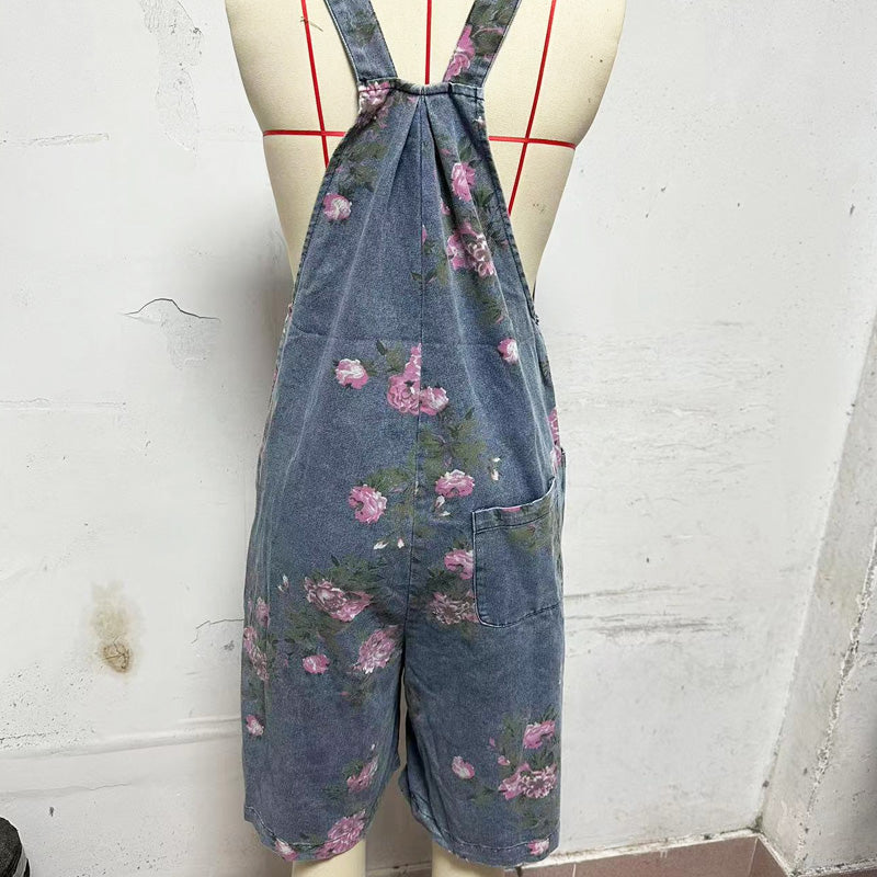 🌸2025 New Fashion🌸 Vintage Floral Printed Denim Jumpsuit