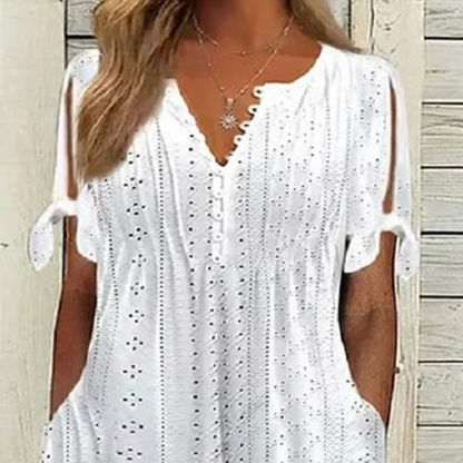 ⏰Last Day Sale 49% Off💃Women's Elegant V-Neck Hollow-Out Solid Dress
