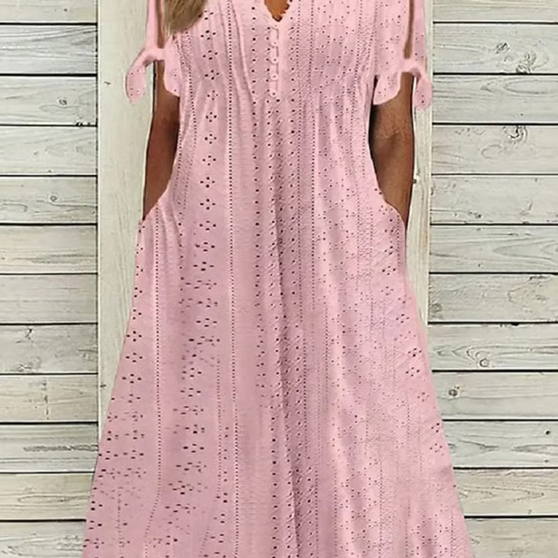 ⏰Last Day Sale 49% Off💃Women's Elegant V-Neck Hollow-Out Solid Dress