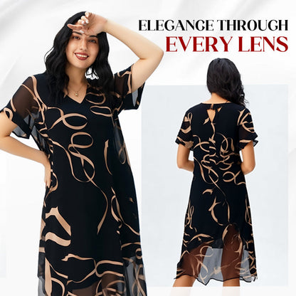 🔥Last Day Special Sale 60% OFF!!💝✨Flowy V-Neck Printed Long Dress, Lightweight, Comfy,Breathable, Wrinkle-Resistant,Flattering For All Body Types.👗