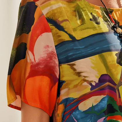 ⏰Limited-time discount🌴Flowing dress in bright tropical colors💯