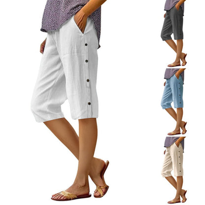 Women's Loose Fit Cotton Linen Shorts