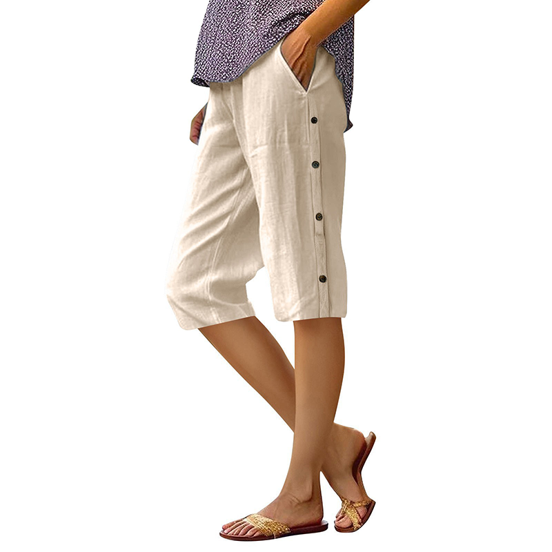 Women's Loose Fit Cotton Linen Shorts