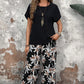 🏆HOT SALE 49% OFF🔥Women's Casual Floral Print Wide Leg Trousers and Short Sleeve Top Set
