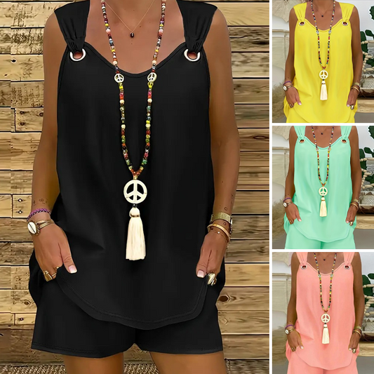 Sleeveless Tank Top and Shorts 2-Piece Set