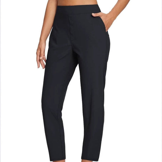 🍃Women's Elastic High-Waist Pants - Secure Pockets, Slim Fit, UK Sizes