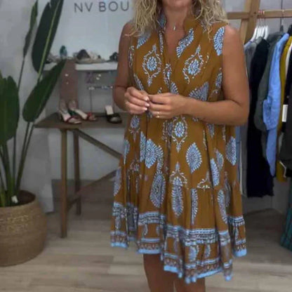 Women’s Casual V-Neck Sleeveless Print Dress