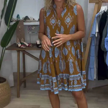 Women’s Casual V-Neck Sleeveless Print Dress