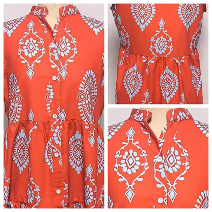 Women’s Casual V-Neck Sleeveless Print Dress