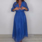 Women's V-Neck Pleated Dress