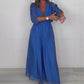 Women's V-Neck Pleated Dress