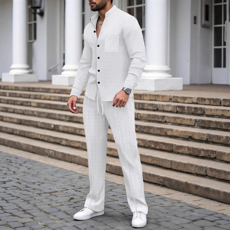 🎁2026 New Arrivals 50% OFF💥Men’s Casual Waffle Shirt Pants 2-Piece Set🔥Buy 2 Get Free Shipping