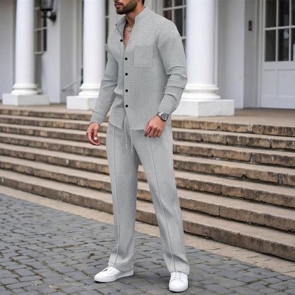 🎁2026 New Arrivals 50% OFF💥Men’s Casual Waffle Shirt Pants 2-Piece Set🔥Buy 2 Get Free Shipping