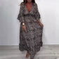 V-Neck Leopard Print Maxi Dress