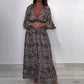 V-Neck Leopard Print Maxi Dress