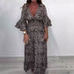 V-Neck Leopard Print Maxi Dress
