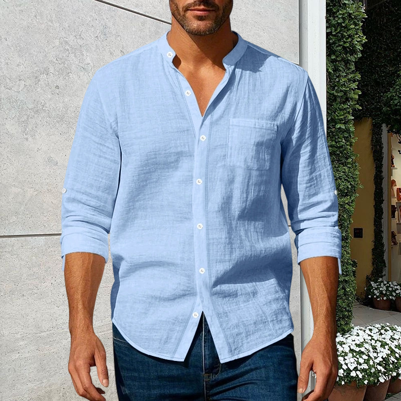 💎 50% OFF! 💎 Men's Linen Long Sleeve Stand Collar Shirt