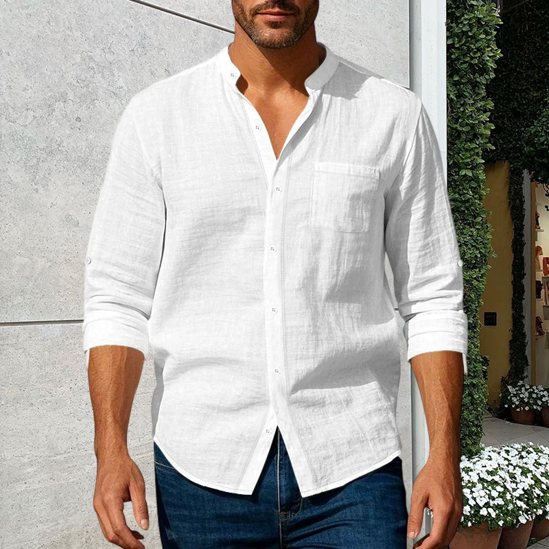 💎 50% OFF! 💎 Men's Linen Long Sleeve Stand Collar Shirt