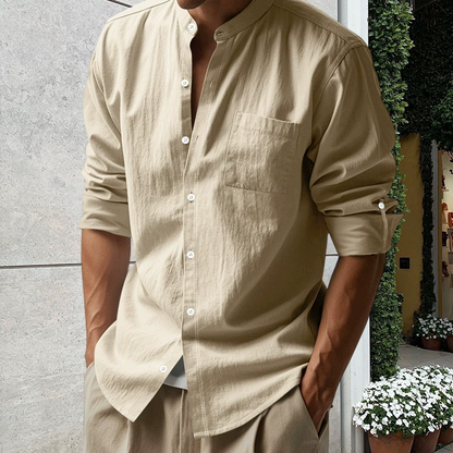 💎 50% OFF! 💎 Men's Linen Long Sleeve Stand Collar Shirt