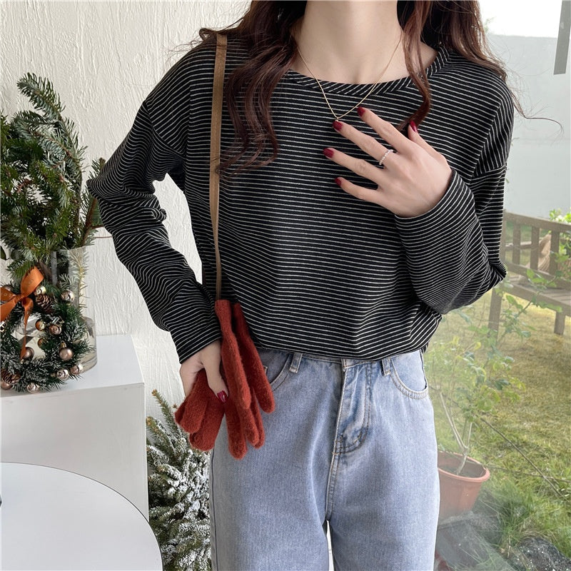 Chic Striped Long Sleeve Top