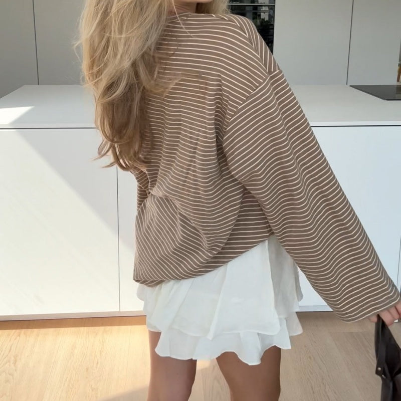 Chic Striped Long Sleeve Top